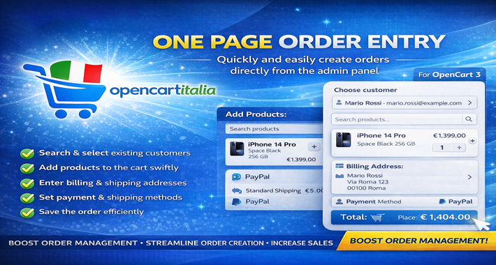 Opencart 3.x One Page Order Entry