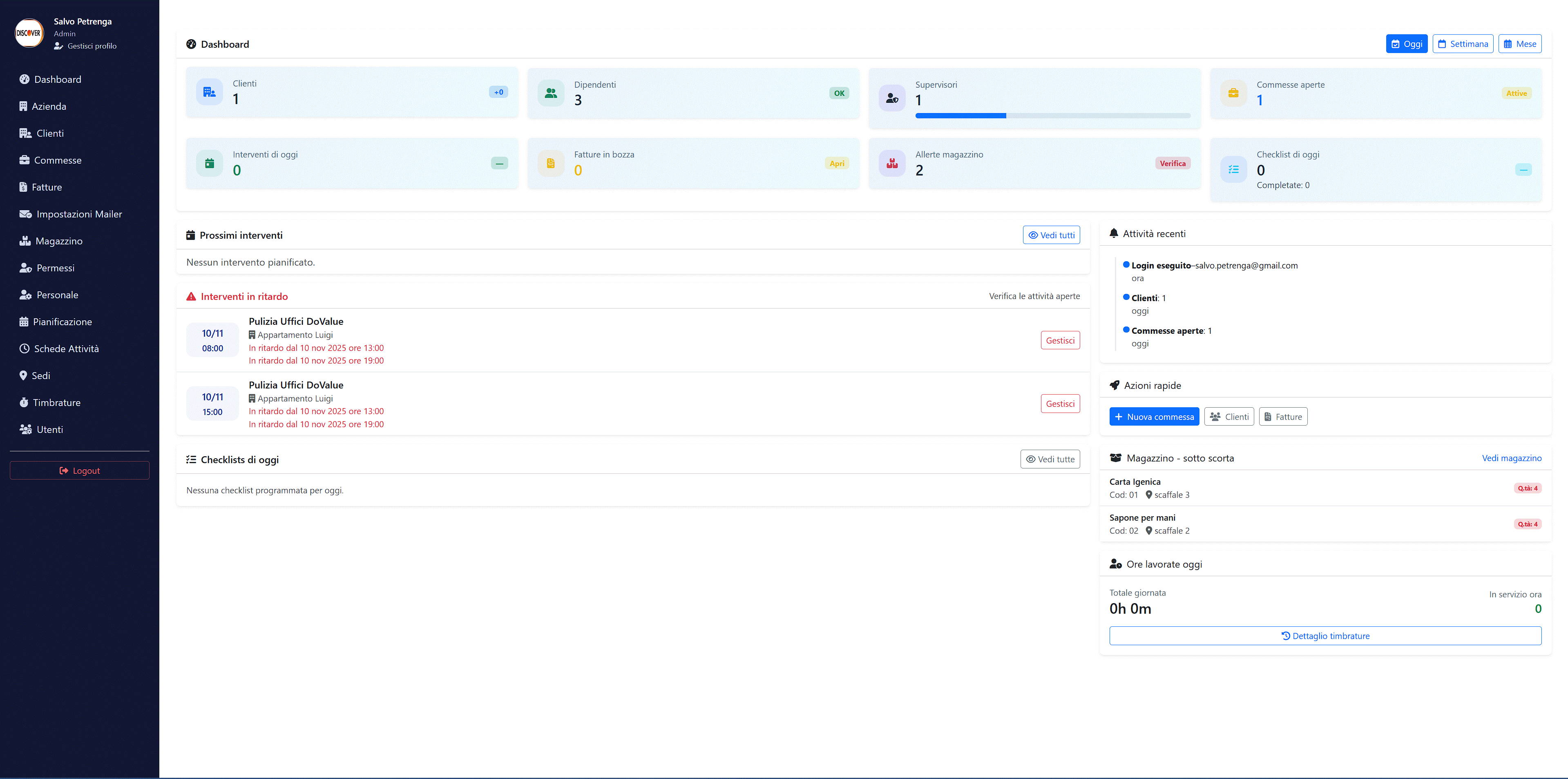 Gestionale Impresa di pulizie