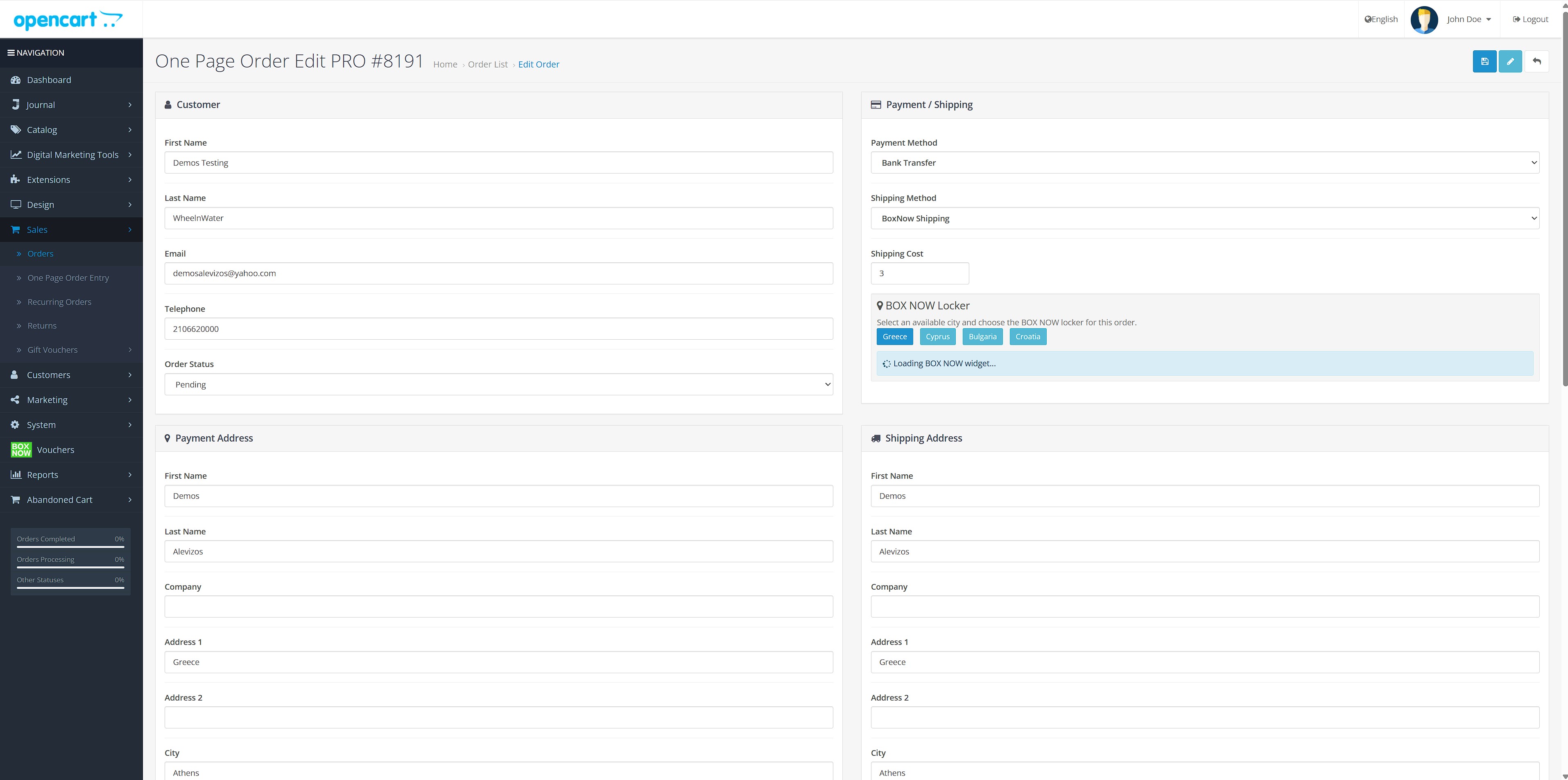 One Page Order Edit PRO – Advanced Admin Order Editor for OpenCart 3